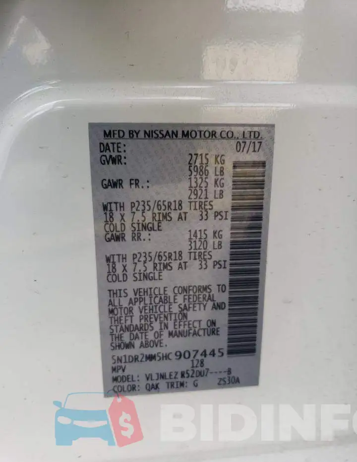 5N1DR2MM5HC907445 Photo# 12