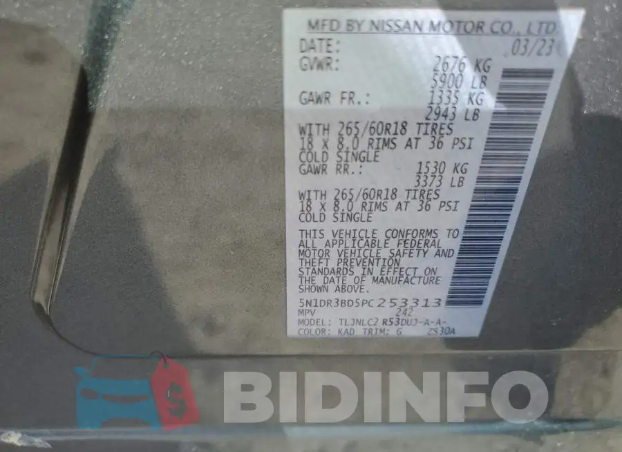 5N1DR3BD5PC253313 Photo# 12
