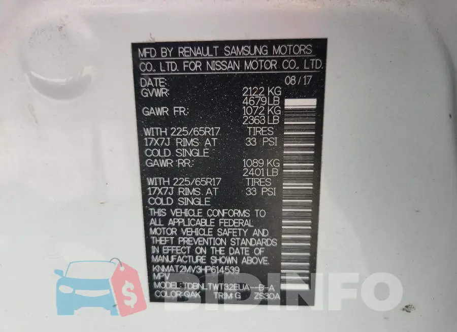 KNMAT2MV3HP614539 Photo# 13