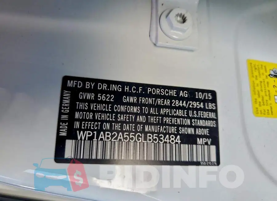 WP1AB2A55GLB53484 Photo# 14