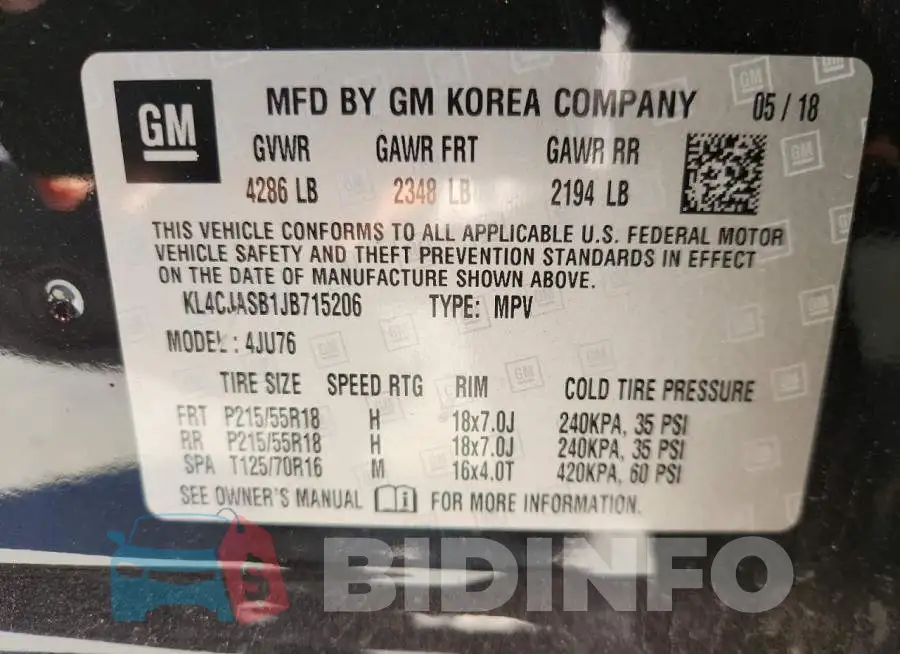 KL4CJASB1JB715206 Photo# 13