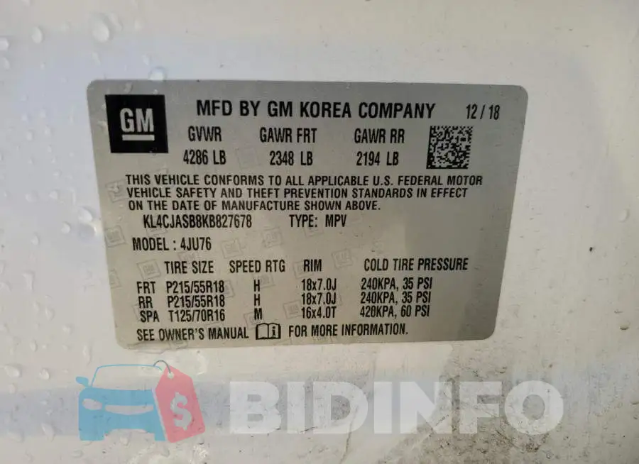 KL4CJASB8KB827678 Photo# 13