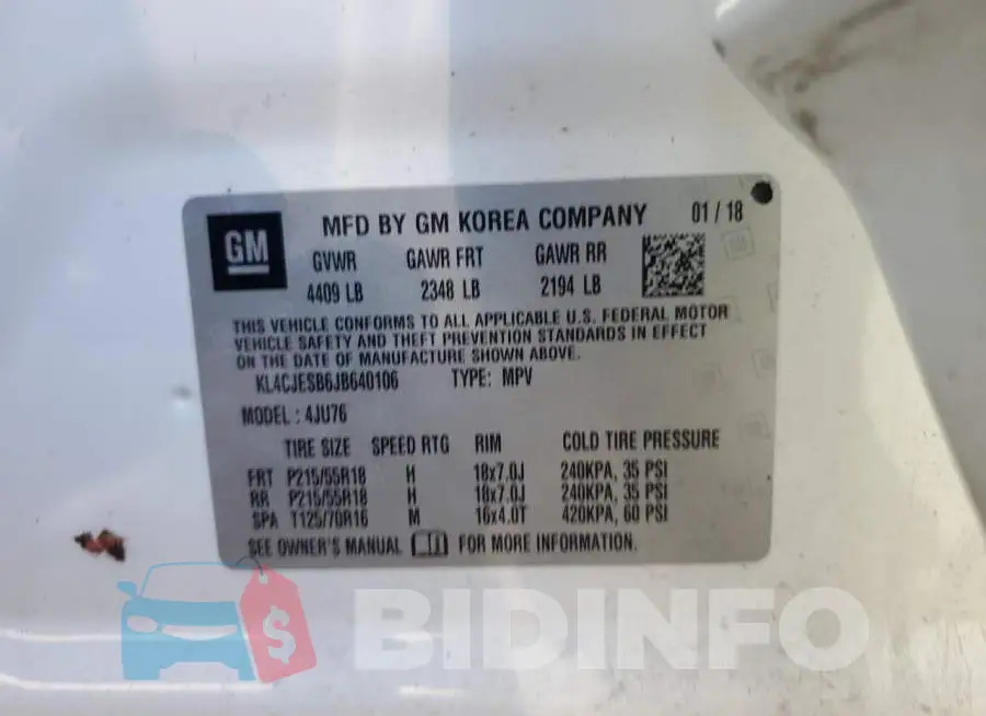 KL4CJESB6JB640106 Photo# 13