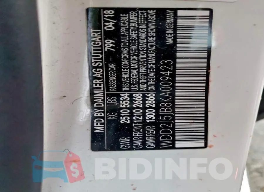 WDD2J5JB8KA009423 Photo# 12