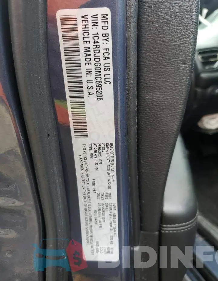 1C4RDJDG0MC695206 Photo# 12
