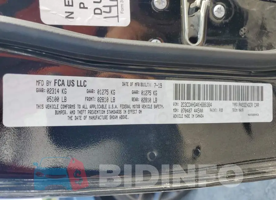 2C3CDXHG4KH686364 Photo# 12
