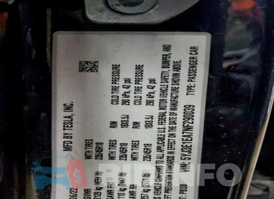5YJ3E1EA7NF290039 Photo# 12