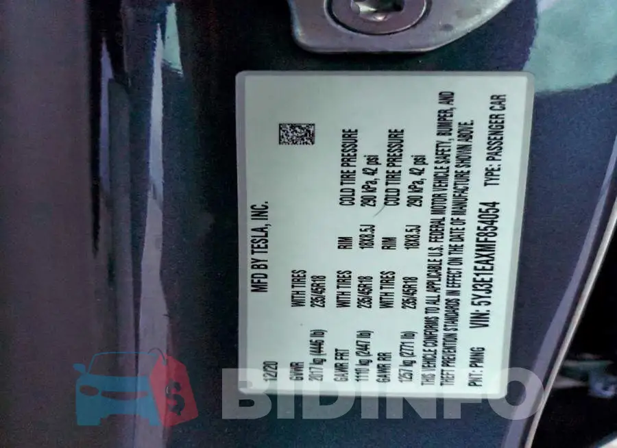 5YJ3E1EAXMF854054 Photo# 12