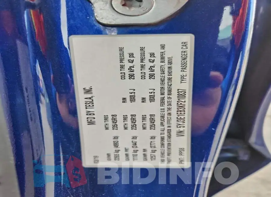 5YJ3E1EB3KF210837 Photo# 13