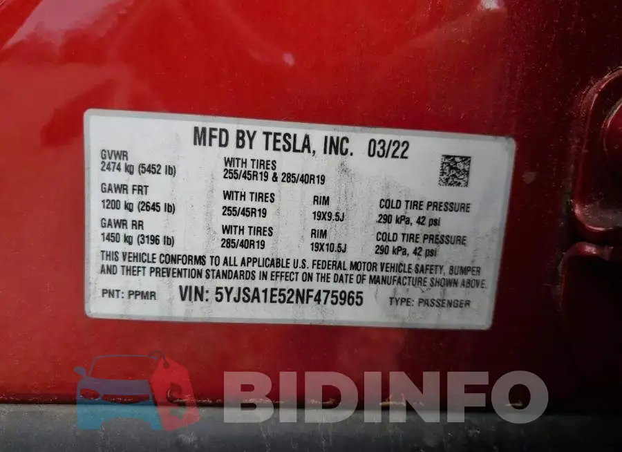 5YJSA1E52NF475965 Photo# 12