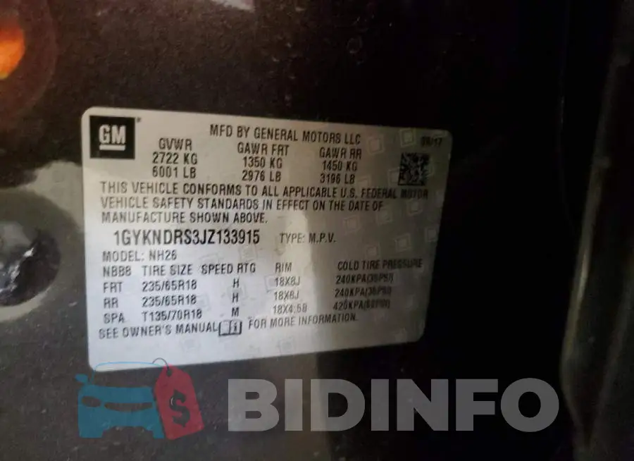 1GYKNDRS3JZ133915 Photo# 13