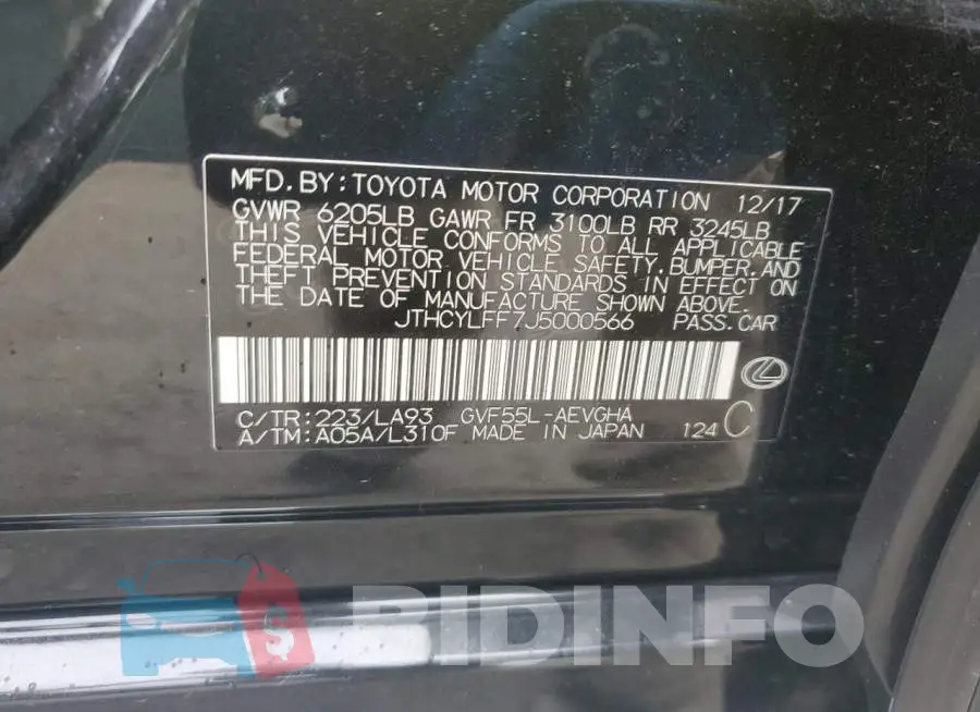 JTHCYLFF7J5000566 Photo# 12