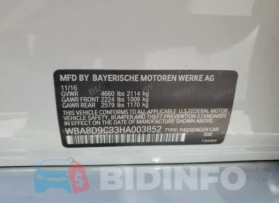 WBA8D9C33HA003852 Photo# 12