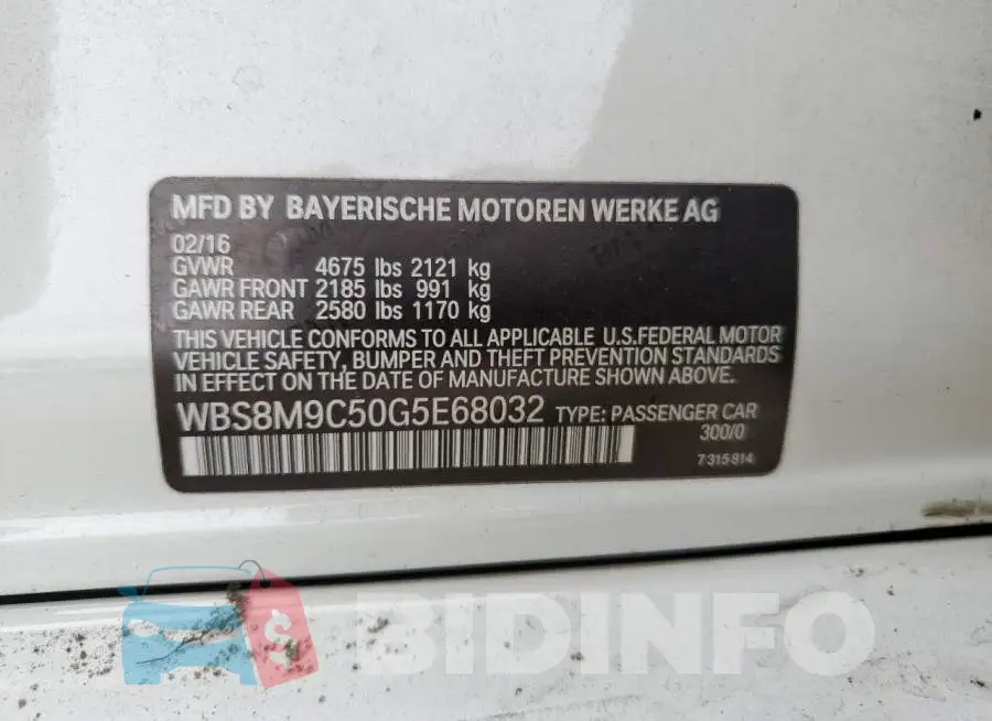 WBS8M9C50G5E68032 Photo# 12