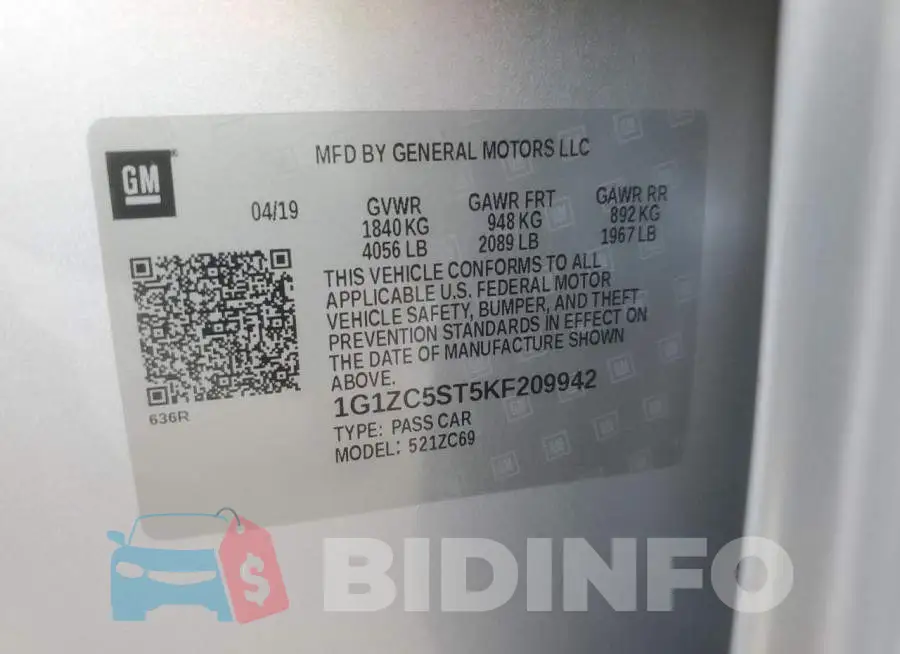 1G1ZC5ST5KF209942 Photo# 12