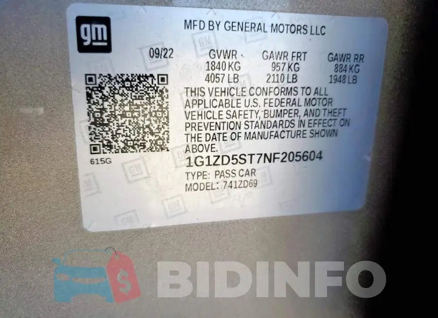 1G1ZD5ST7NF205604 Photo# 12