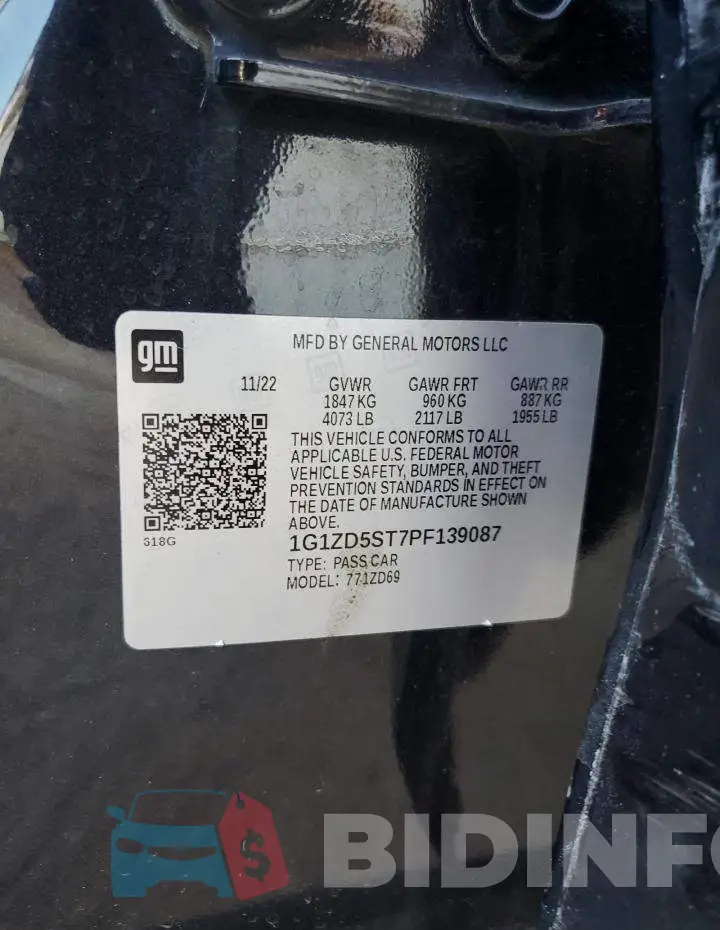1G1ZD5ST7PF139087 Photo# 12