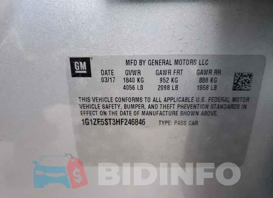1G1ZE5ST3HF246846 Photo# 13