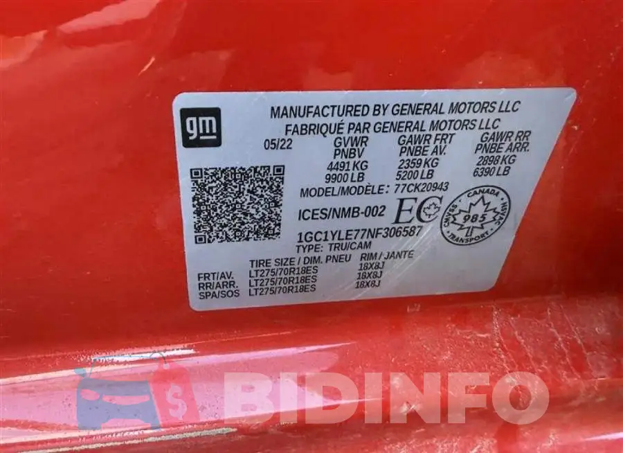 1GC1YLE77NF306587 Photo# 13