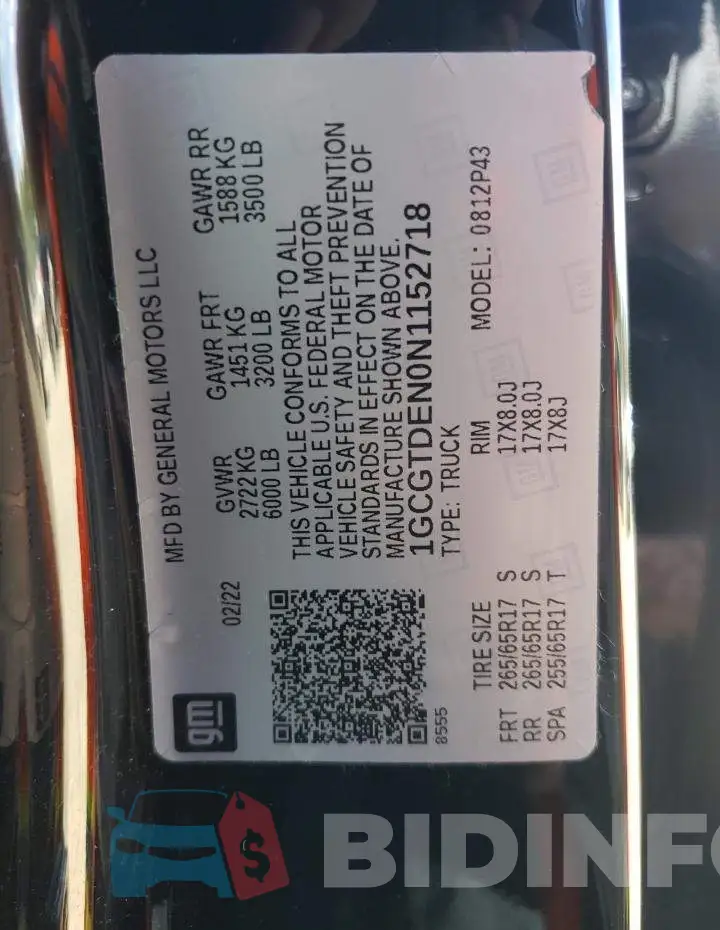 1GCGTDEN0N1152718 Photo# 12