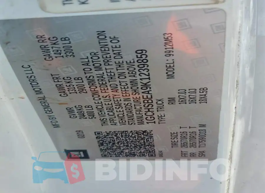 1GCHSBEA9K1239859 Photo# 12