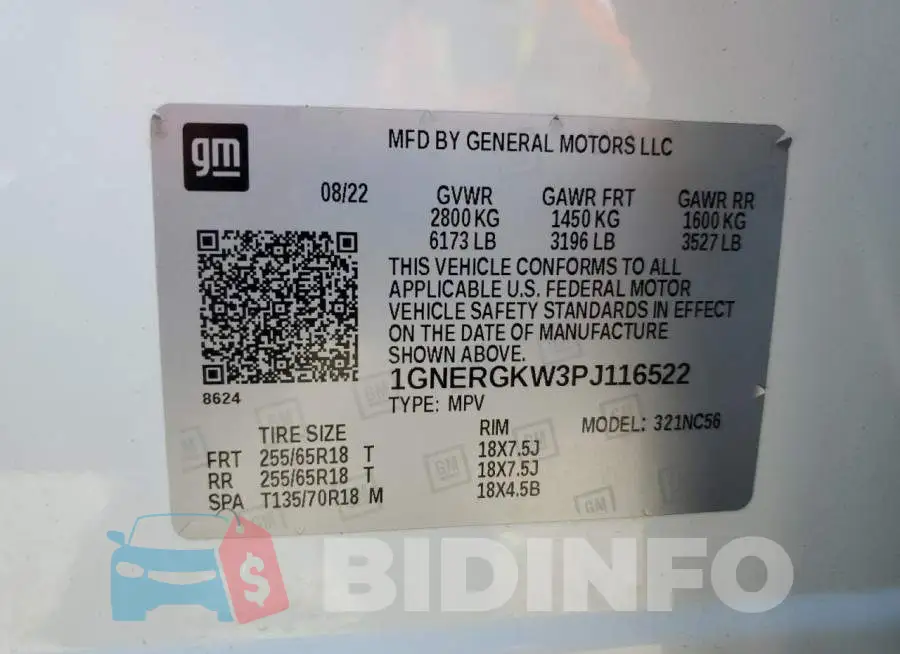 1GNERGKW3PJ116522 Photo# 13