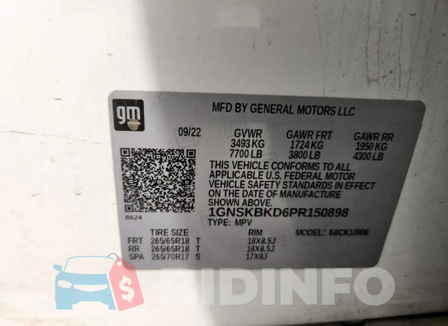 1GNSKBKD6PR150898 Photo# 13