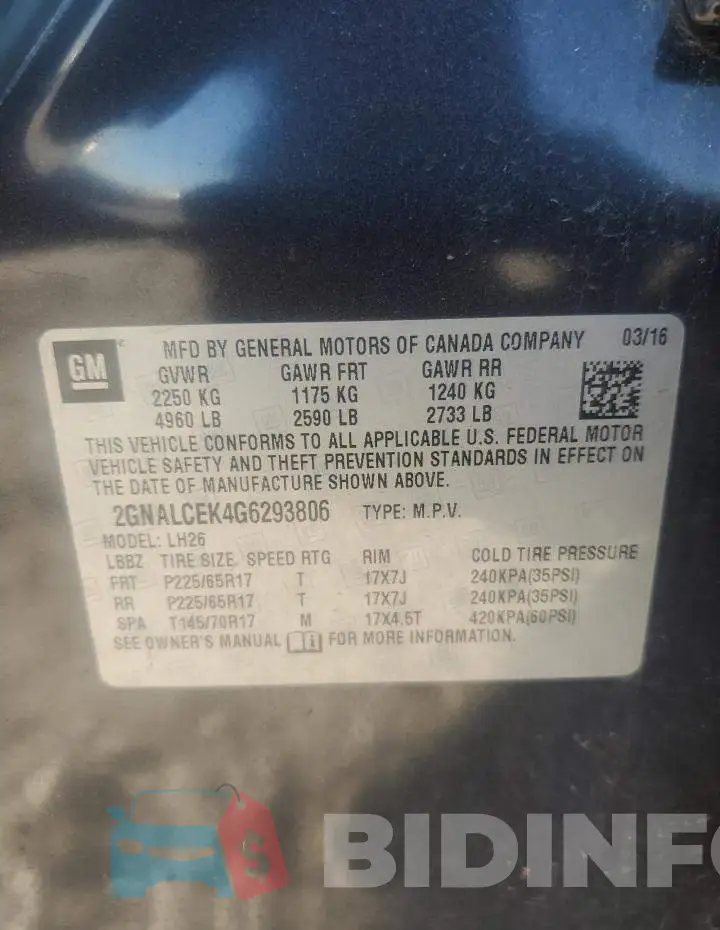 2GNALCEK4G6293806 Photo# 13