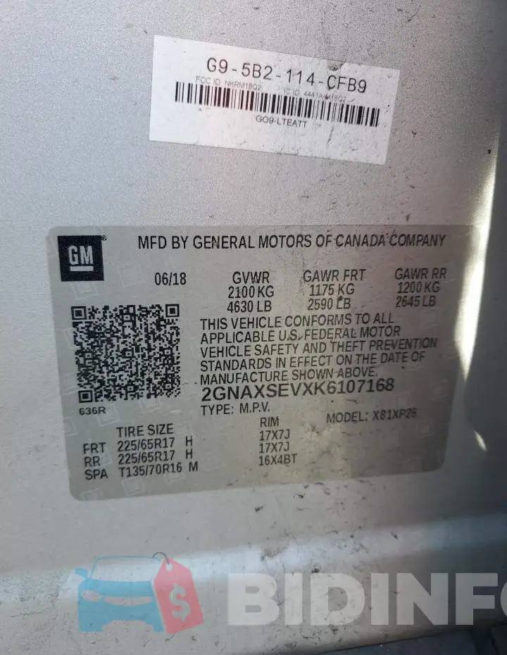 2GNAXSEVXK6107168 Photo# 14