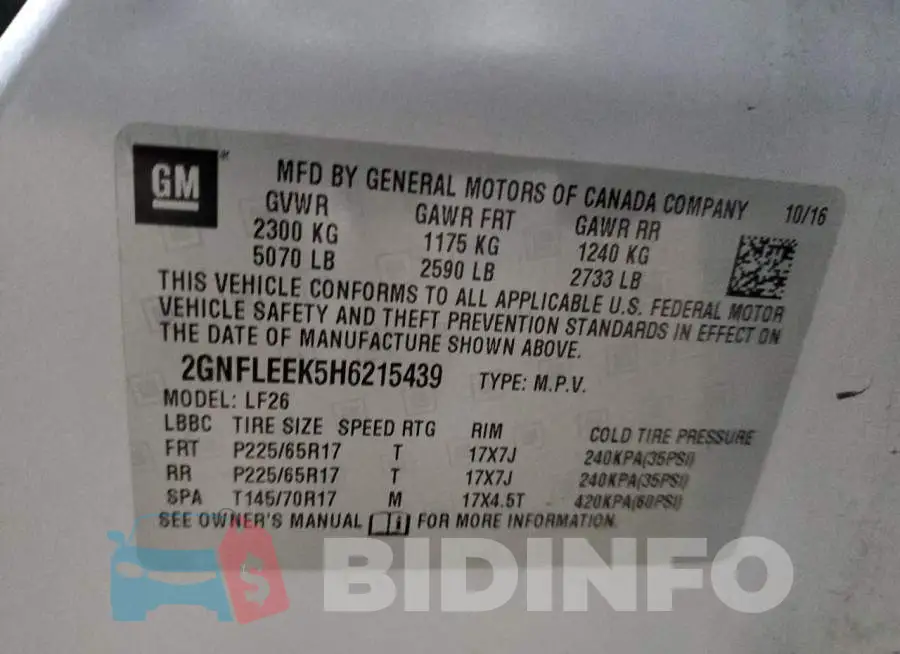 2GNFLEEK5H6215439 Photo# 13