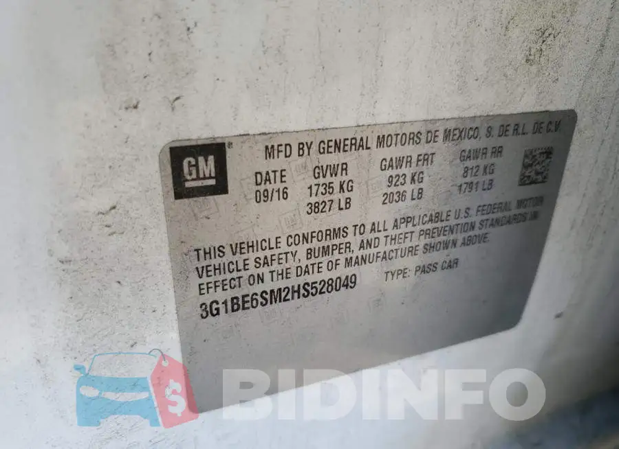3G1BE6SM2HS528049 Photo# 12