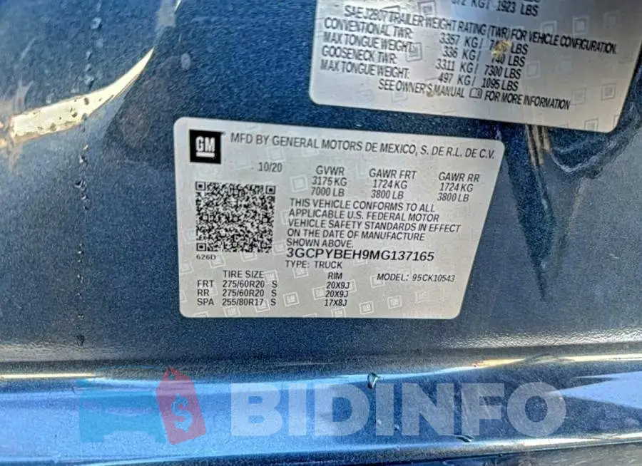3GCPYBEH9MG137165 Photo# 10