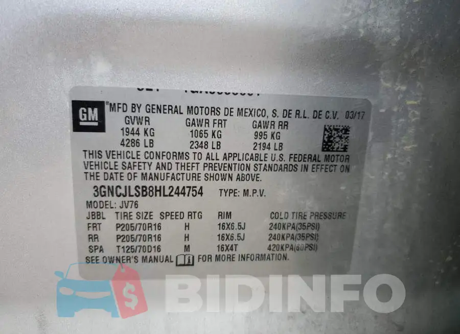 3GNCJLSB8HL244754 Photo# 13