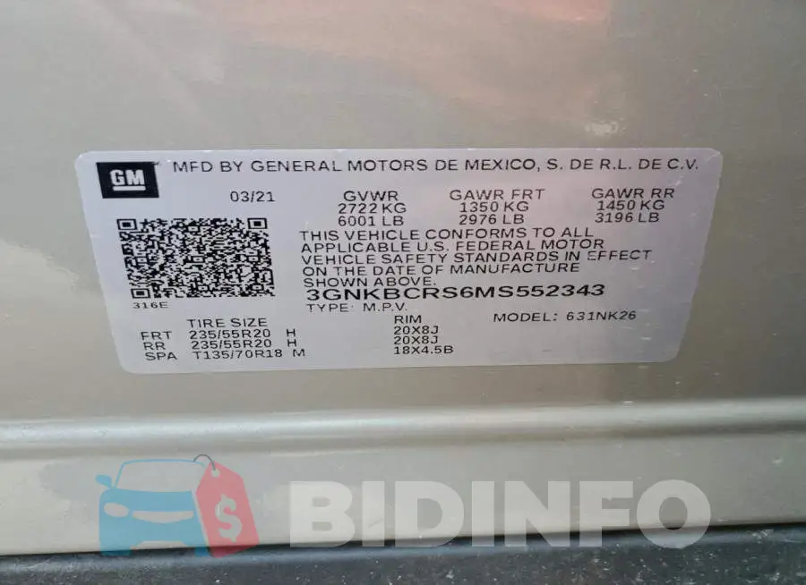 3GNKBCRS6MS552343 Photo# 14