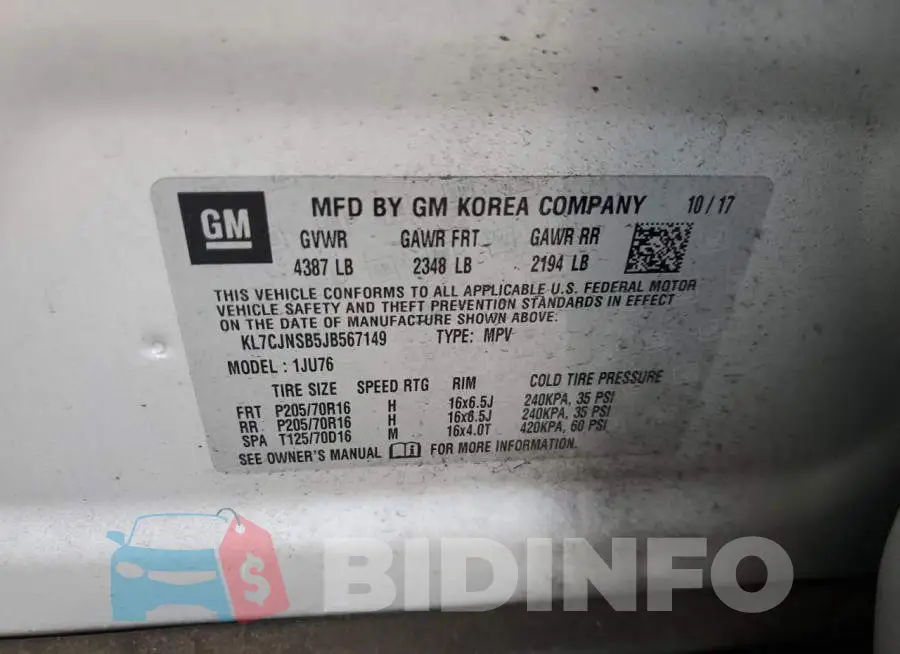KL7CJNSB5JB567149 Photo# 13