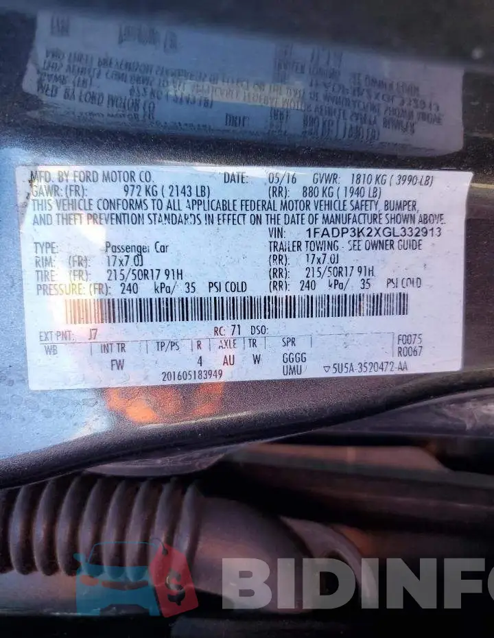 1FADP3K2XGL332913 Photo# 12