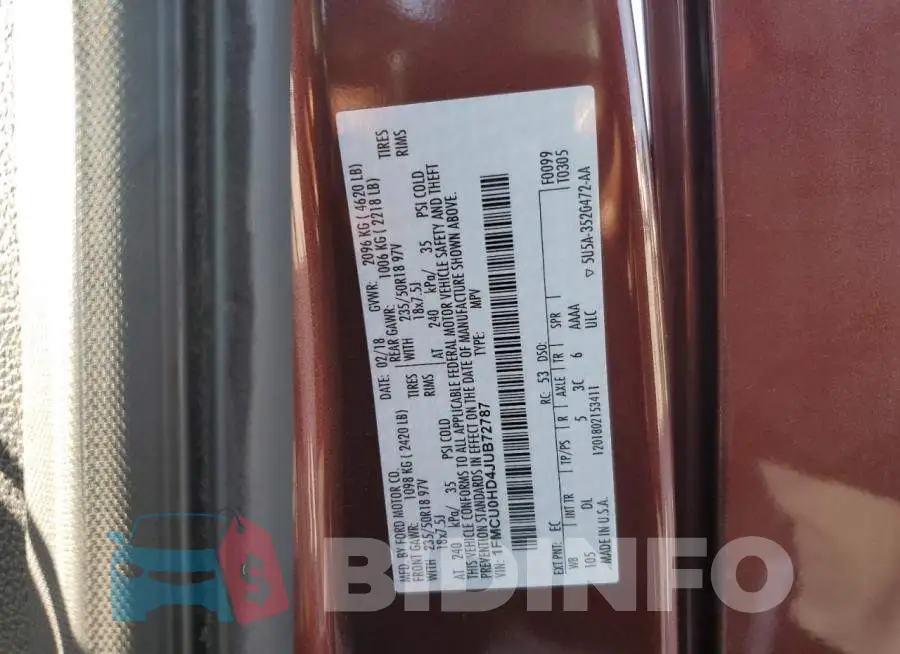 1FMCU0HD4JUB72787 Photo# 13