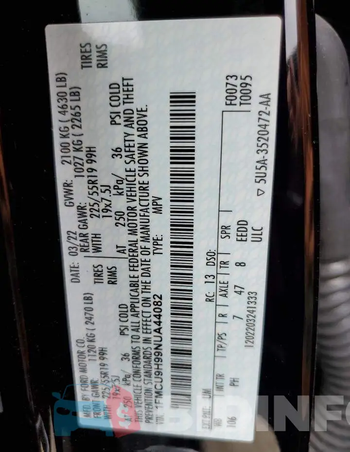 1FMCU9H99NUA44082 Photo# 14