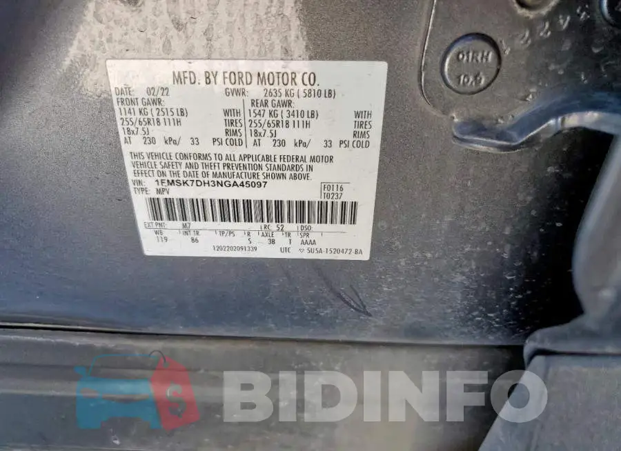 1FMSK7DH3NGA45097 Photo# 12