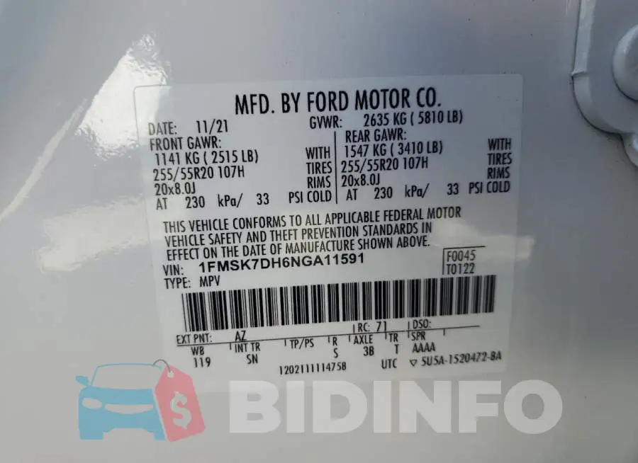 1FMSK7DH6NGA11591 Photo# 14