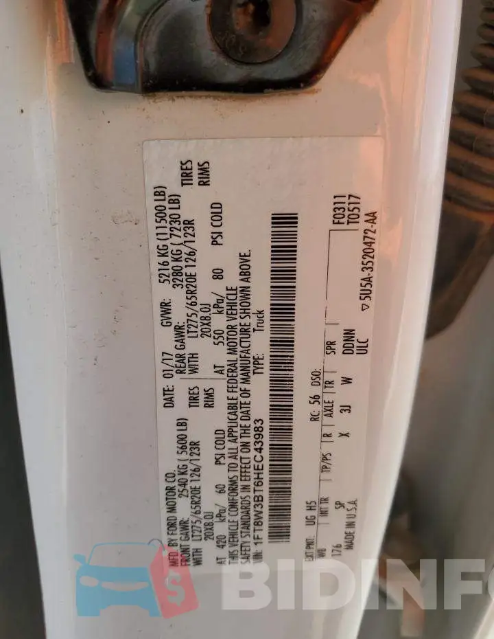 1FT8W3BT6HEC43983 Photo# 12