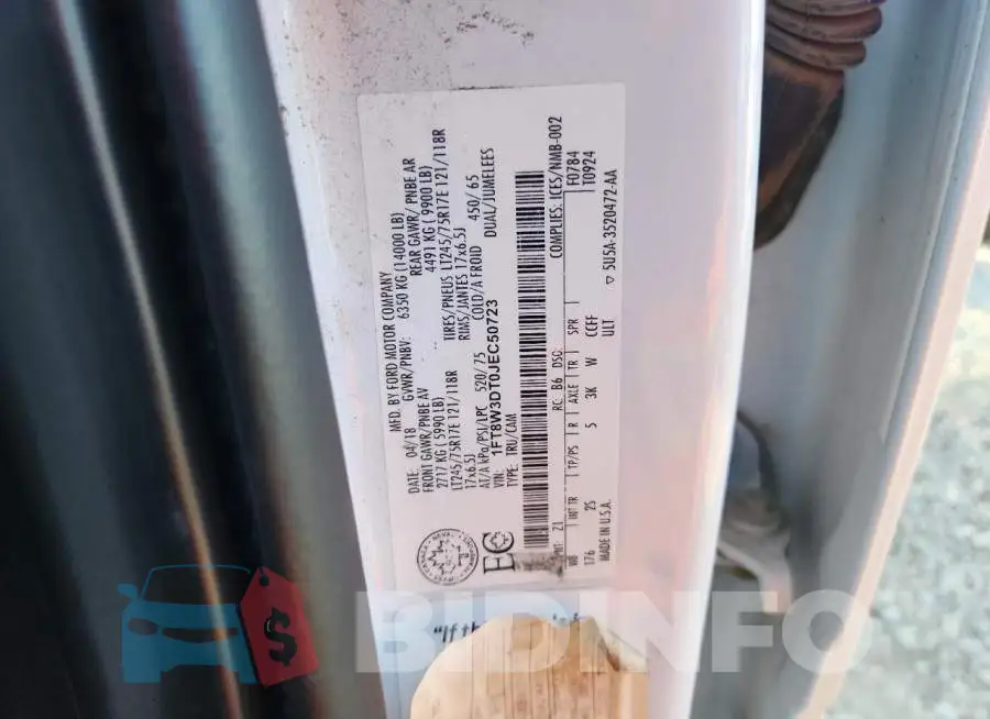 1FT8W3DT0JEC50723 Photo# 12