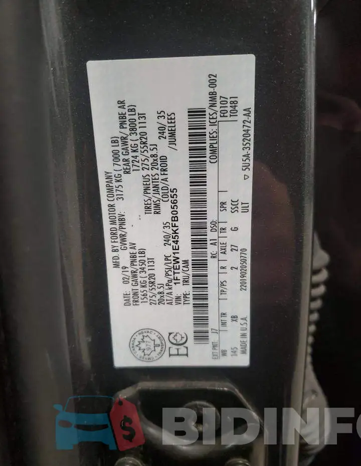 1FTEW1E45KFB05655 Photo# 13