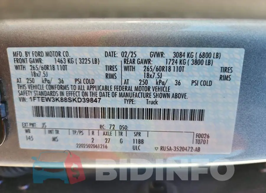 1FTEW3K88SKD39847 Photo# 12