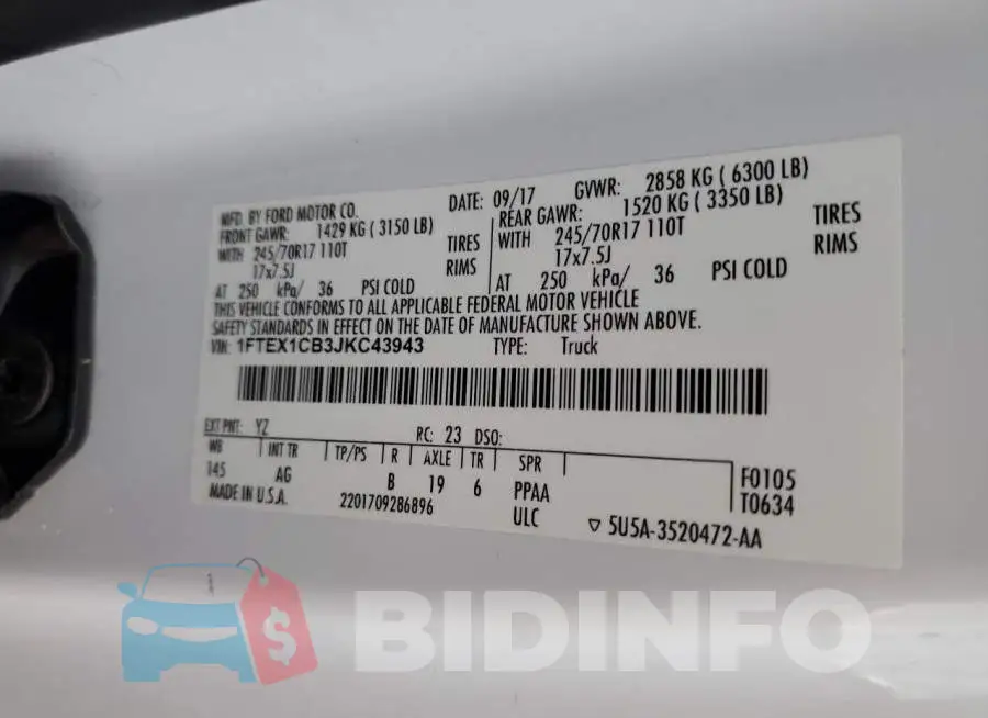 1FTEX1CB3JKC43943 Photo# 13