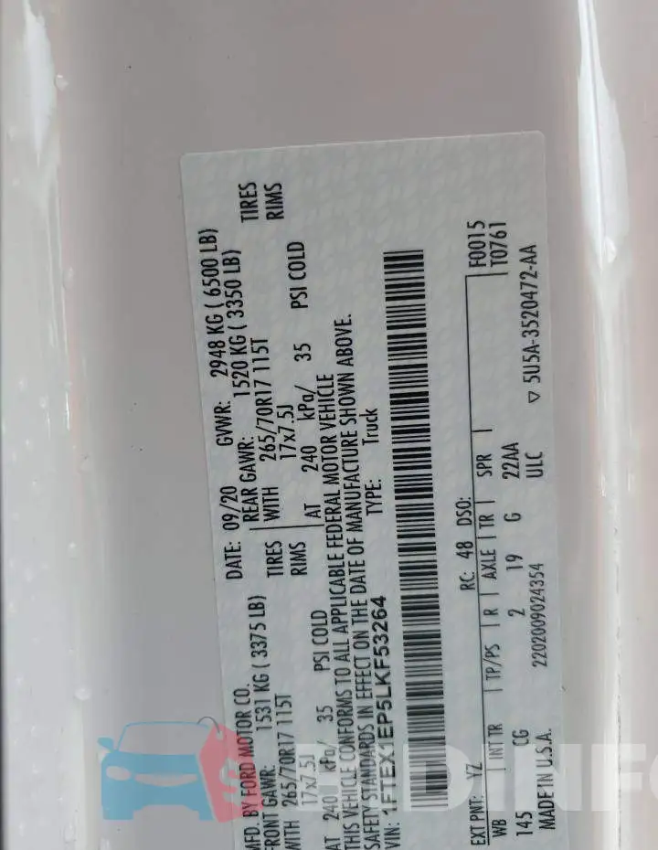 1FTEX1EP5LKF53264 Photo# 14