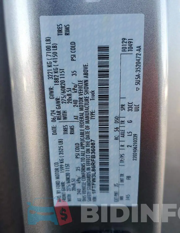 1FTFW3L86RFB36087 Photo# 12