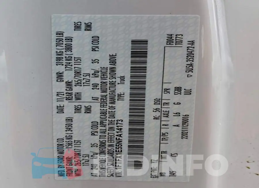 1FTFX1E55NFA14173 Photo# 13