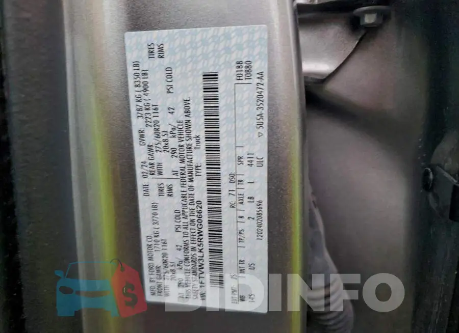 1FTVW3LK5RWG06620 Photo# 12
