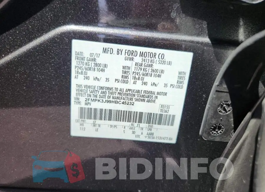2FMPK3J99HBC45232 Photo# 13